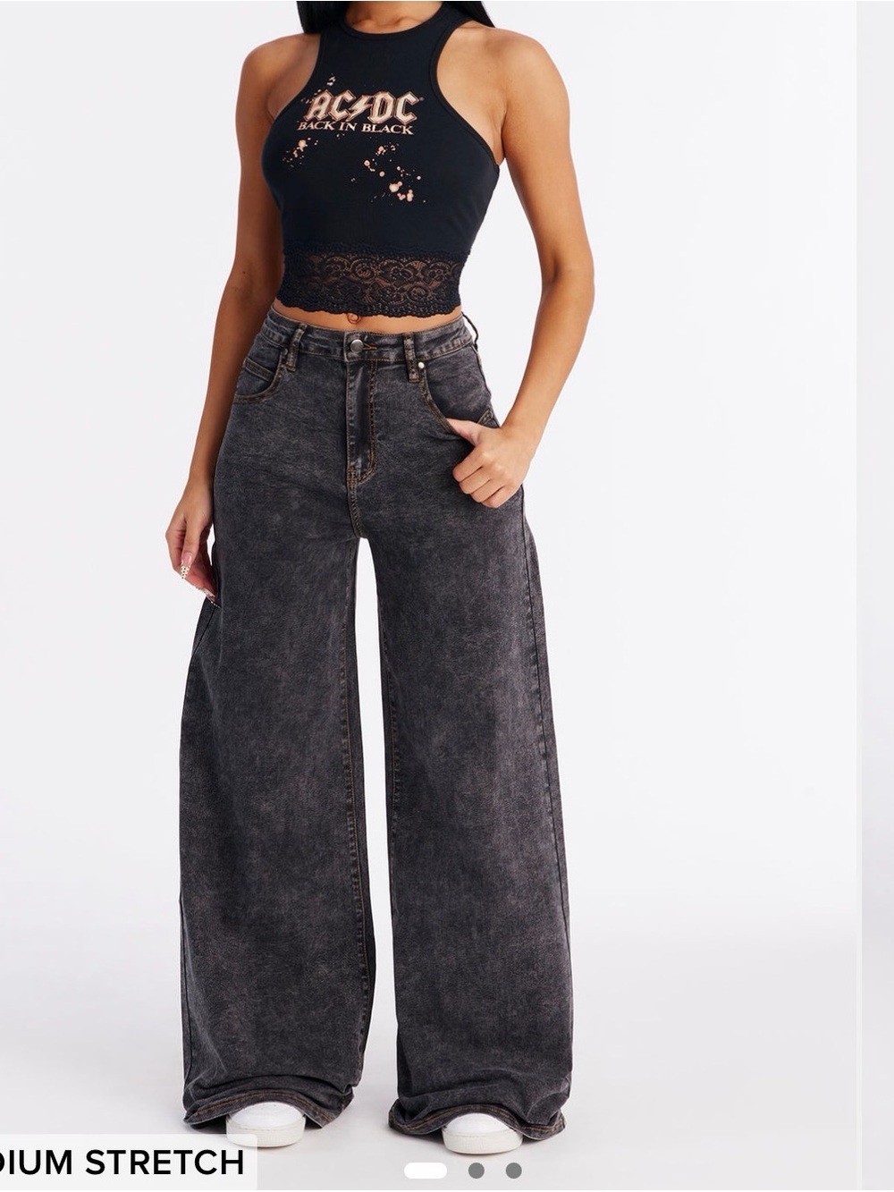 Wide Leg High-Rise Women’s Jeans - Acid Washed Black Fashion Nova